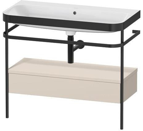 Duravit Waschtischset Happy D.2 Plus 975x490mm Taupe Supermatt mit Nussbaum-Konsole