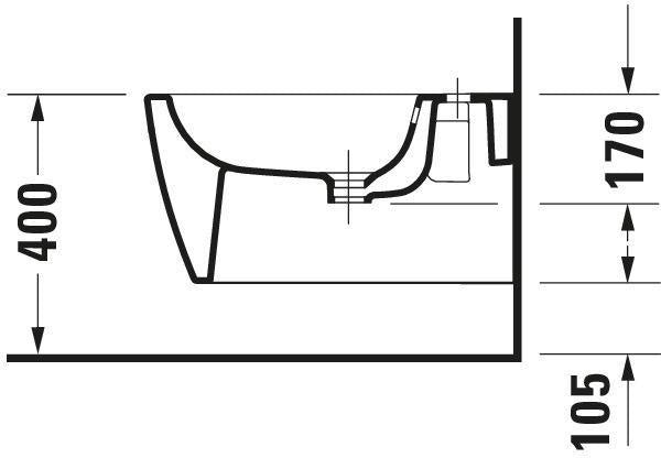 DURAVIT Wand-Bidet ME by Starck 570 mm weiß seidenmatt mit Überlauf und 1 Hahnloch