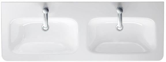 DURAVIT DuraStyle Doppelwaschtisch 1300 mm mit WonderGliss, 2 Becken, Überlauf, weiß