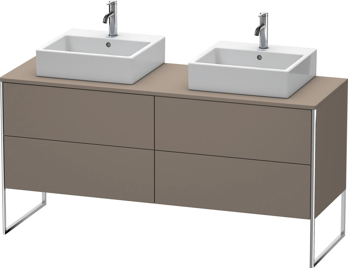 DURAVIT XSquare Waschtischunterbau 1600 mm betongrau matt, 4 Schubkästen, Tip-On, bodenstehend