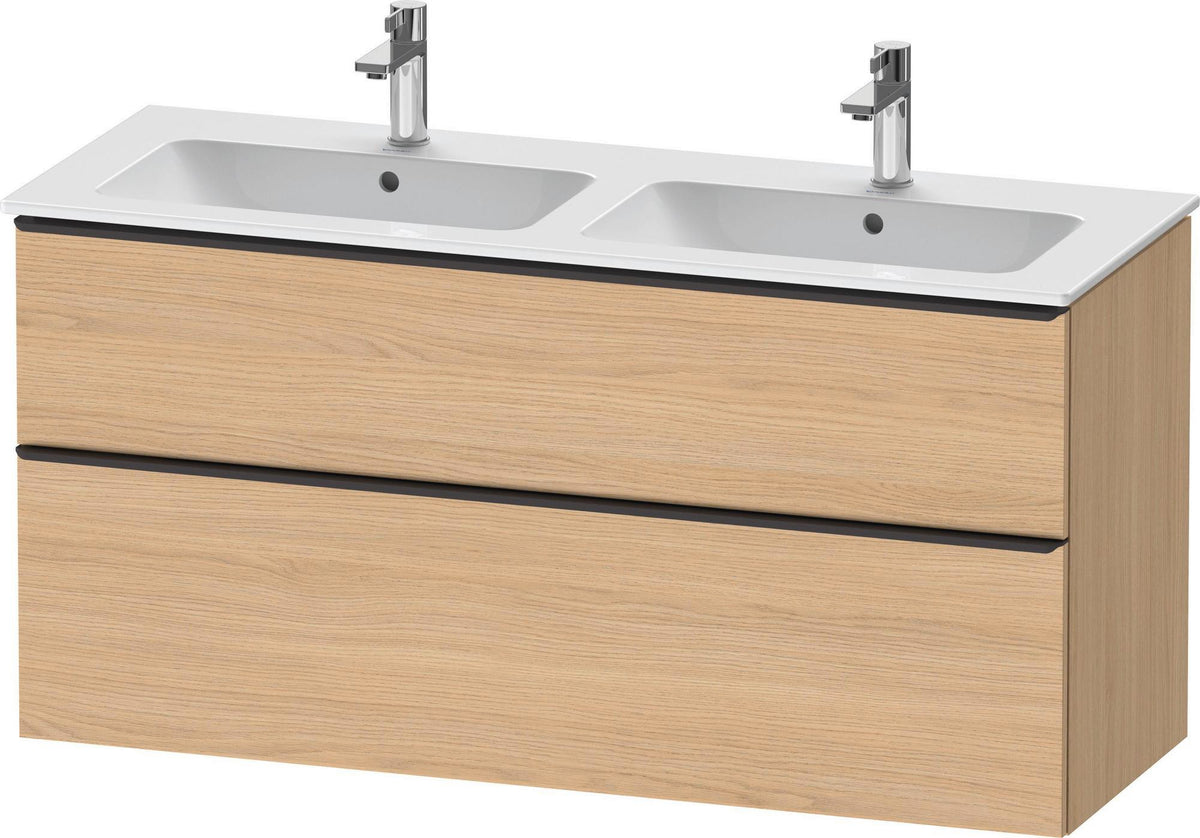 Duravit D-Neo Waschtischunterbau 1280 mm betongrau matt – wandhängend, 1 Auszug, Bronze Griff