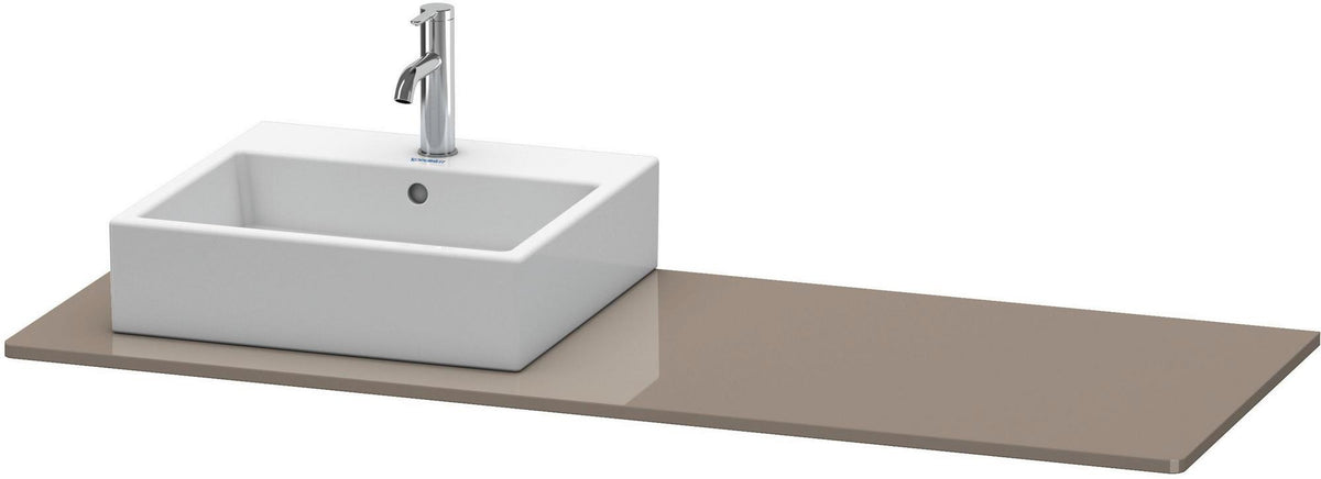 Duravit XSquare Konsole 1400x550mm betongrau matt – 1 Ausschnitt, mit Siphonaussparung