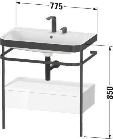 Duravit Waschtischset Happy D.2 Plus 775x490mm ein Hahnloch taupe supermatt
