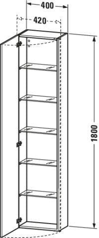 DURAVIT DuraStyle Hochschrank 400 mm betongrau matt, 1 Tür links, Soft-Close
