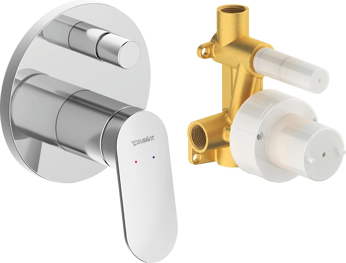 Duravit Wave Einhebelmischer Unterputz Set mit Keramikmischsystem und Umsteller, Chrom