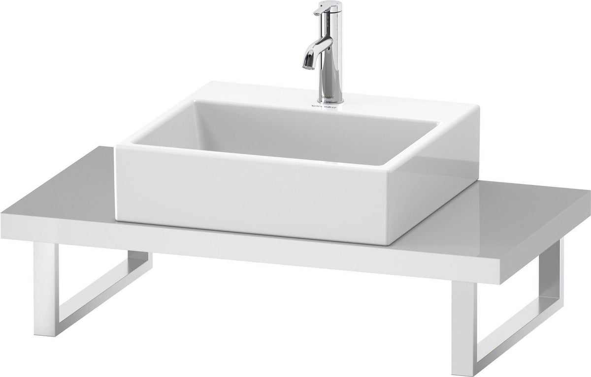 Duravit L-Cube Konsole 480 mm tief, variabel 800–2000 mm, Dolomiti Grey, 2 Ausschnitte