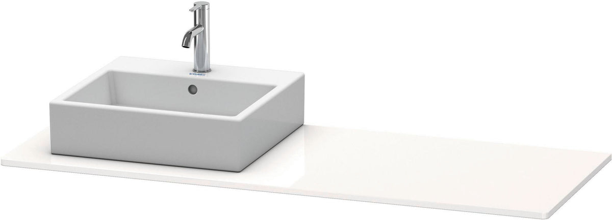 Duravit XSquare Konsole 1400x550mm betongrau matt – 1 Ausschnitt, mit Siphonaussparung