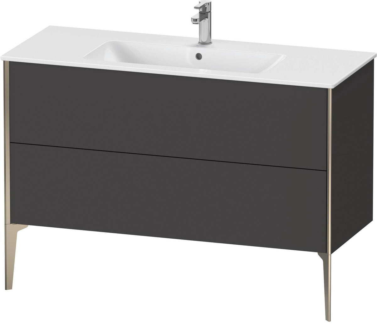DURAVIT XViu Waschtischunterbau bodenstehend 1210 mm, 2 Auszüge, champagner matt/weiß matt