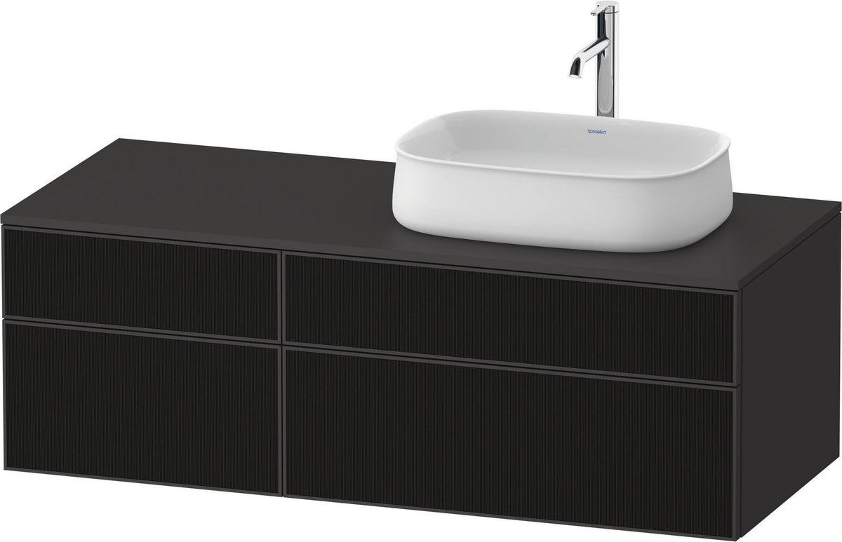 DURAVIT Zencha Konsolenwaschtischunterbau 1300 mm Eiche Anthrazit mit 2 Auszügen und Tip-on-Technik