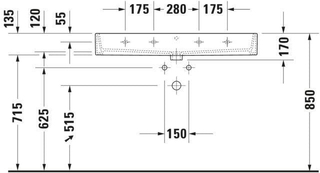 DURAVIT Vero Air Waschtisch 1000 mm Weiß ohne Überlauf mit Hahnlochbank