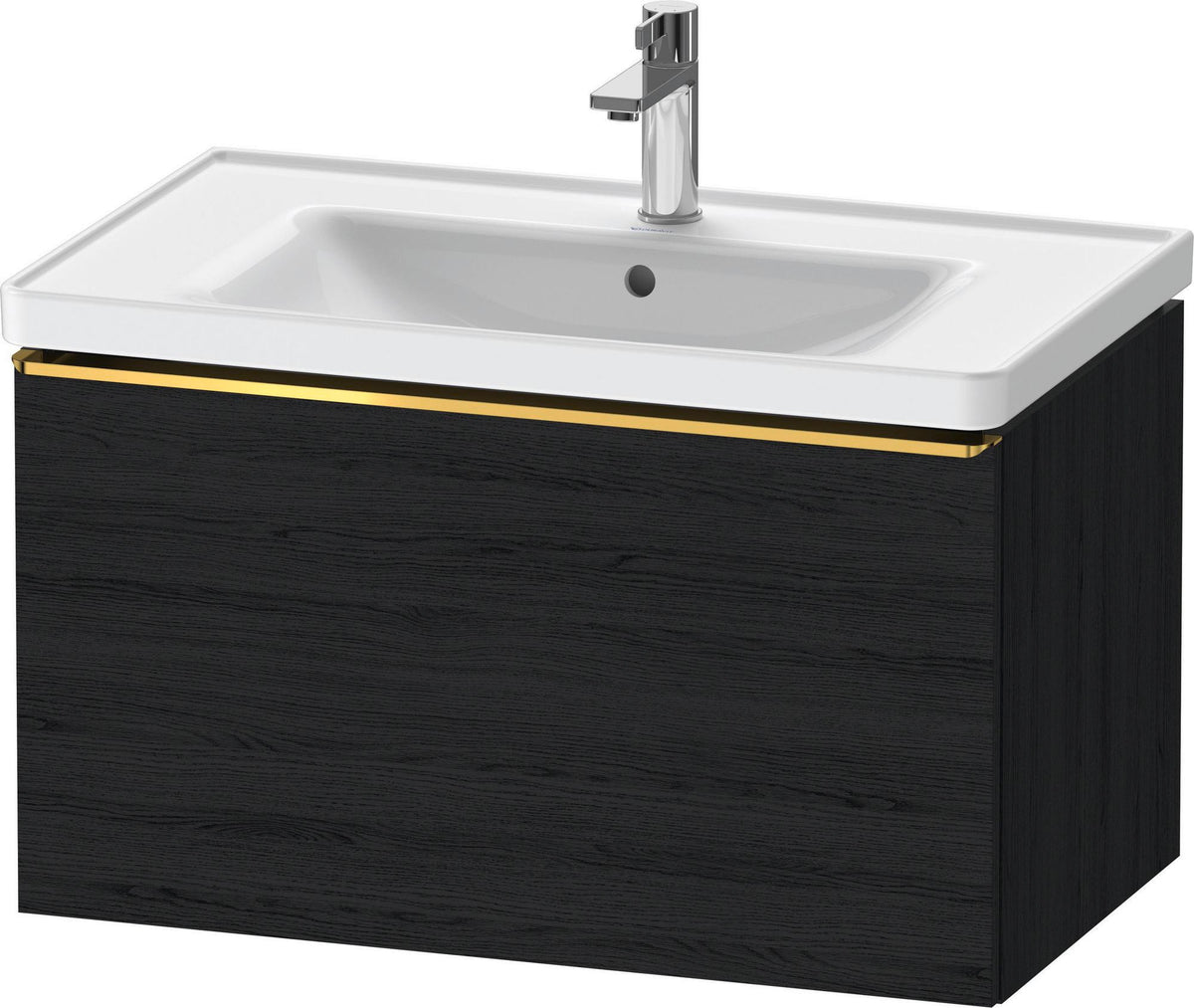 Duravit D-Neo Waschtischunterbau 784 mm Eiche Schwarz Matt mit 1 Auszug und Bronze-Griff