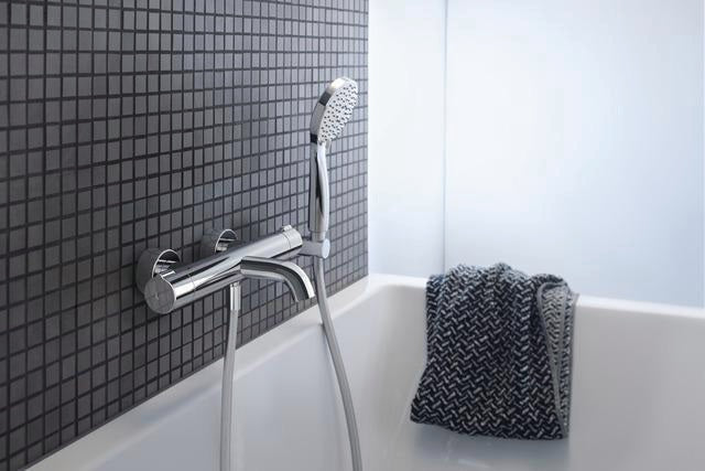 DURAVIT C.1 Wannenthermostat Aufputz – Thermostatkartusche, Schwarz Matt, 150 mm Mittenabstand