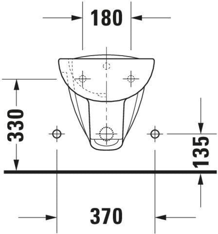Duravit Wand-Bidet D-Code 545 mm mit Überlauf, Hahnlochbank und 1 Hahnloch, weiß