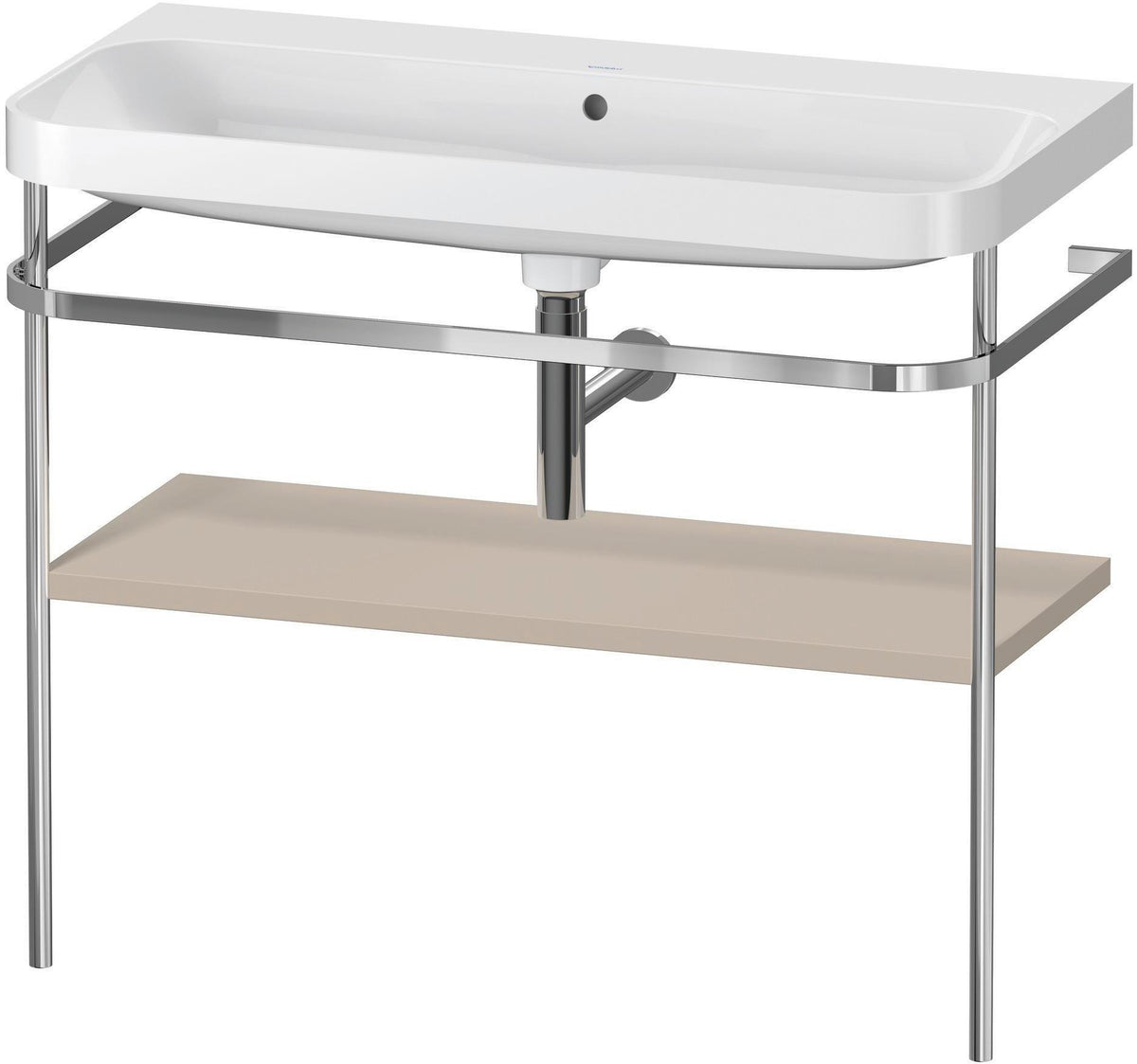 Duravit Happy D.2 c-shaped Waschtischset mit Metallkonsole, 975 mm, Taupe