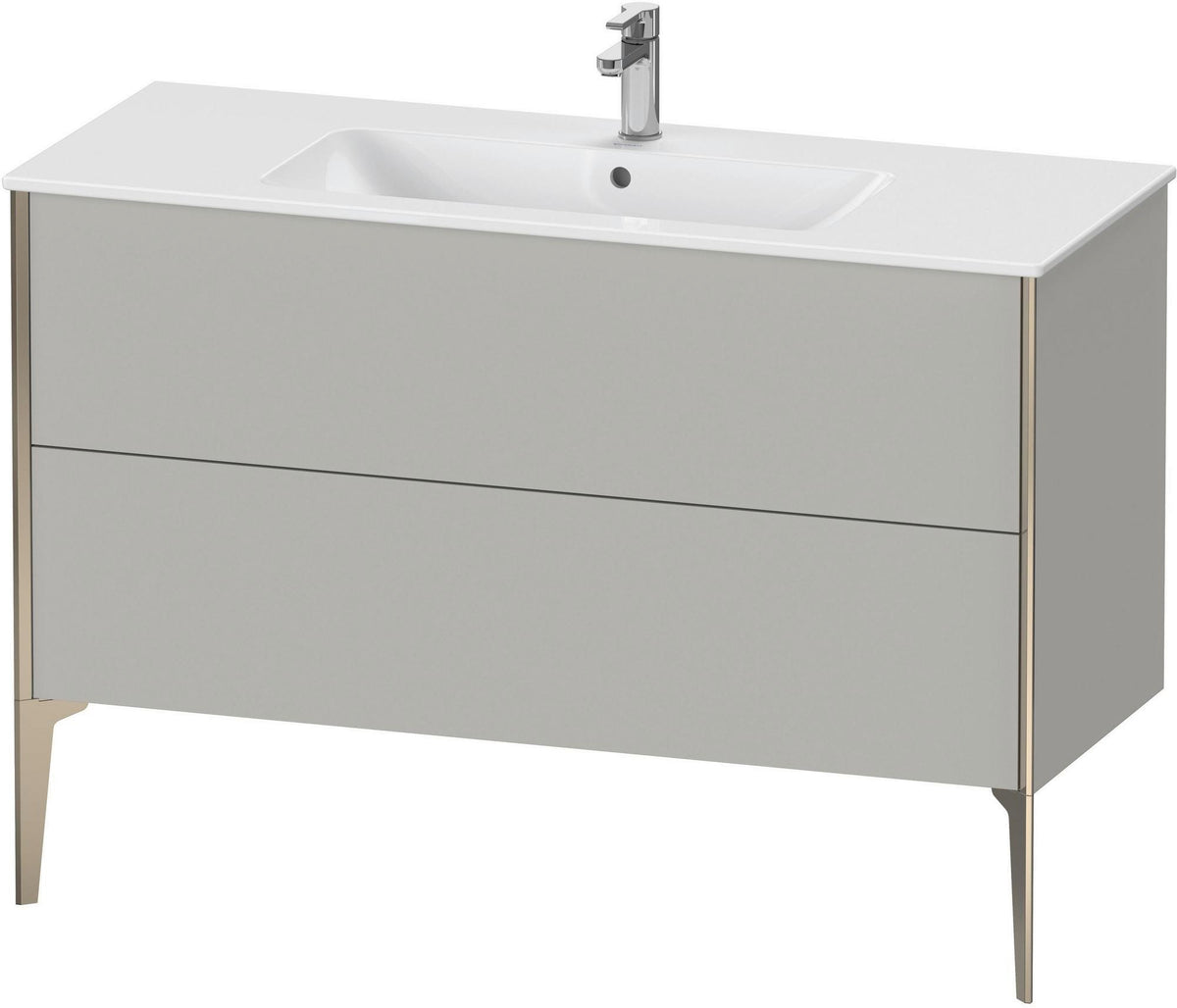 DURAVIT XViu Waschtischunterbau bodenstehend 1210 mm, 2 Auszüge, champagner matt/weiß matt