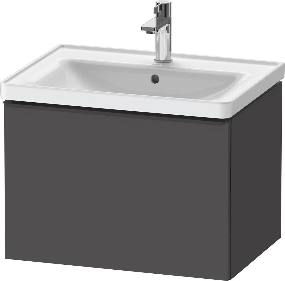Duravit D-Neo Waschtischunterbau 634 mm betongrau matt mit Bronze-Griff und Soft-Close-Auszug