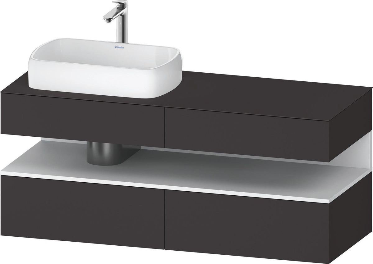 Duravit Qatego Konsolenwaschtischunterbau 1400 mm weiß hochglanz mit Eiche schwarz Nische