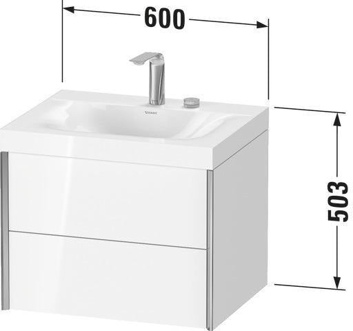 Duravit XVIU Möbelwaschtischset 600x480mm mit Viu Waschtisch und Nussbaum-Einrichtung