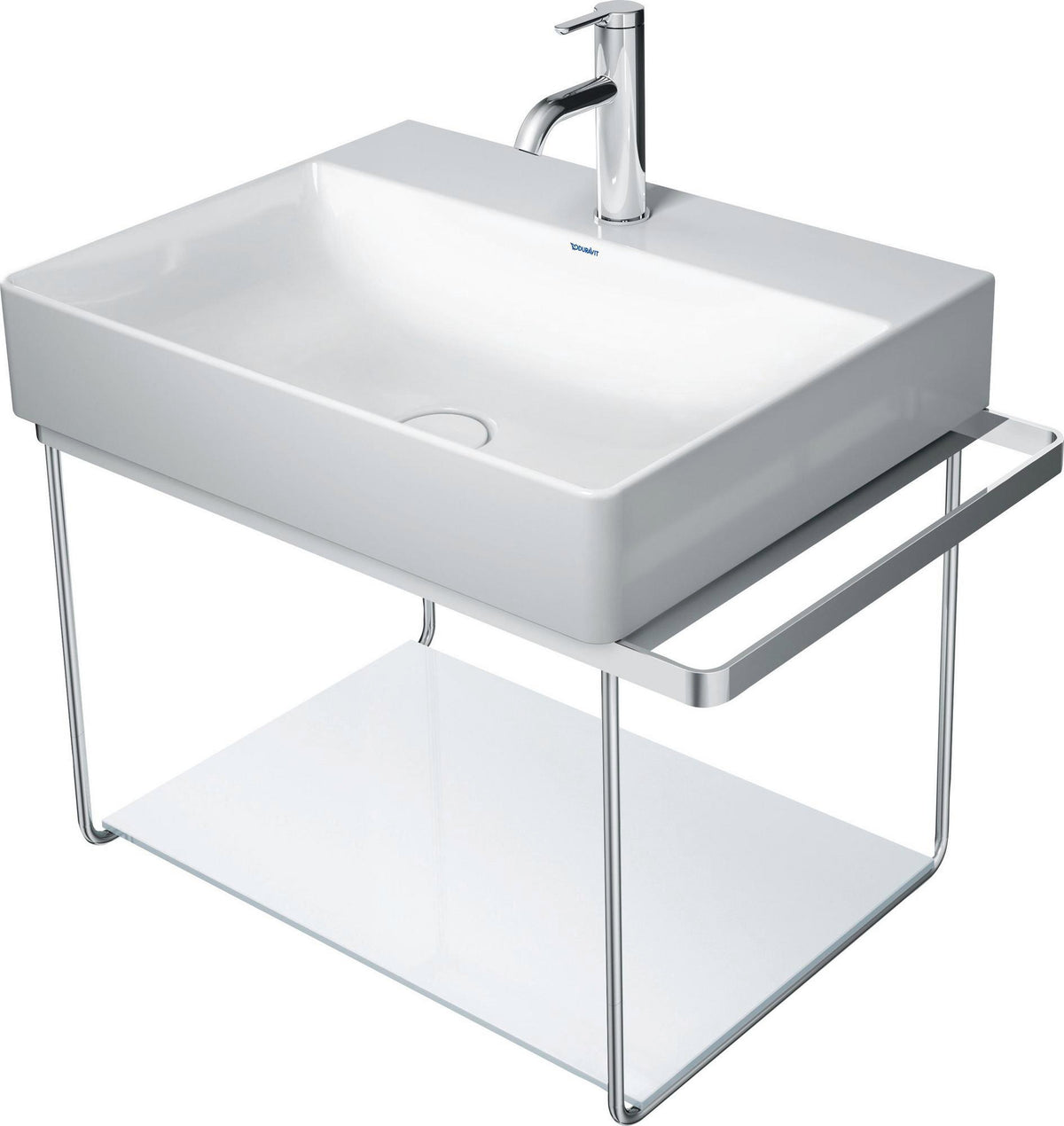 Duravit DuraSquare Metallkonsole mit Handtuchhalter links/rechts in Chrom – 665 mm