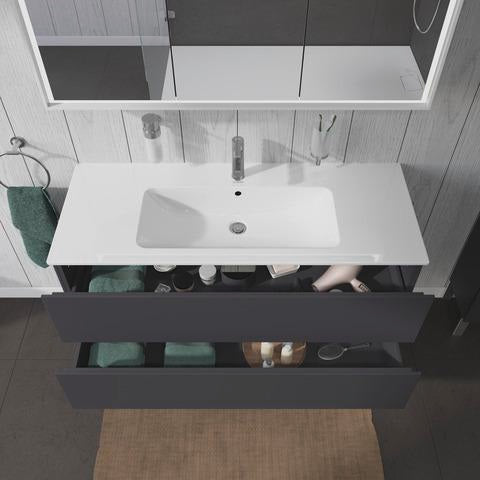 Duravit L-Cube Waschtischunterbau 1220 mm taupe matt mit 2 Schubkästen und Tip-On-Technik