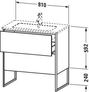 Duravit Waschtischunterbau XSquare 810x732x478mm mit 2 Auszügen, s-matt, Eiche, mittig