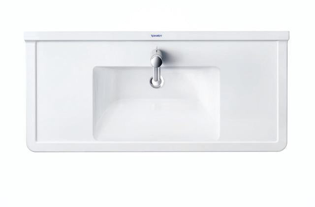 DURAVIT Möbelwaschtisch Starck 3 850 mm mit Überlauf, 1 Hahnloch, weiß – Wandhängend