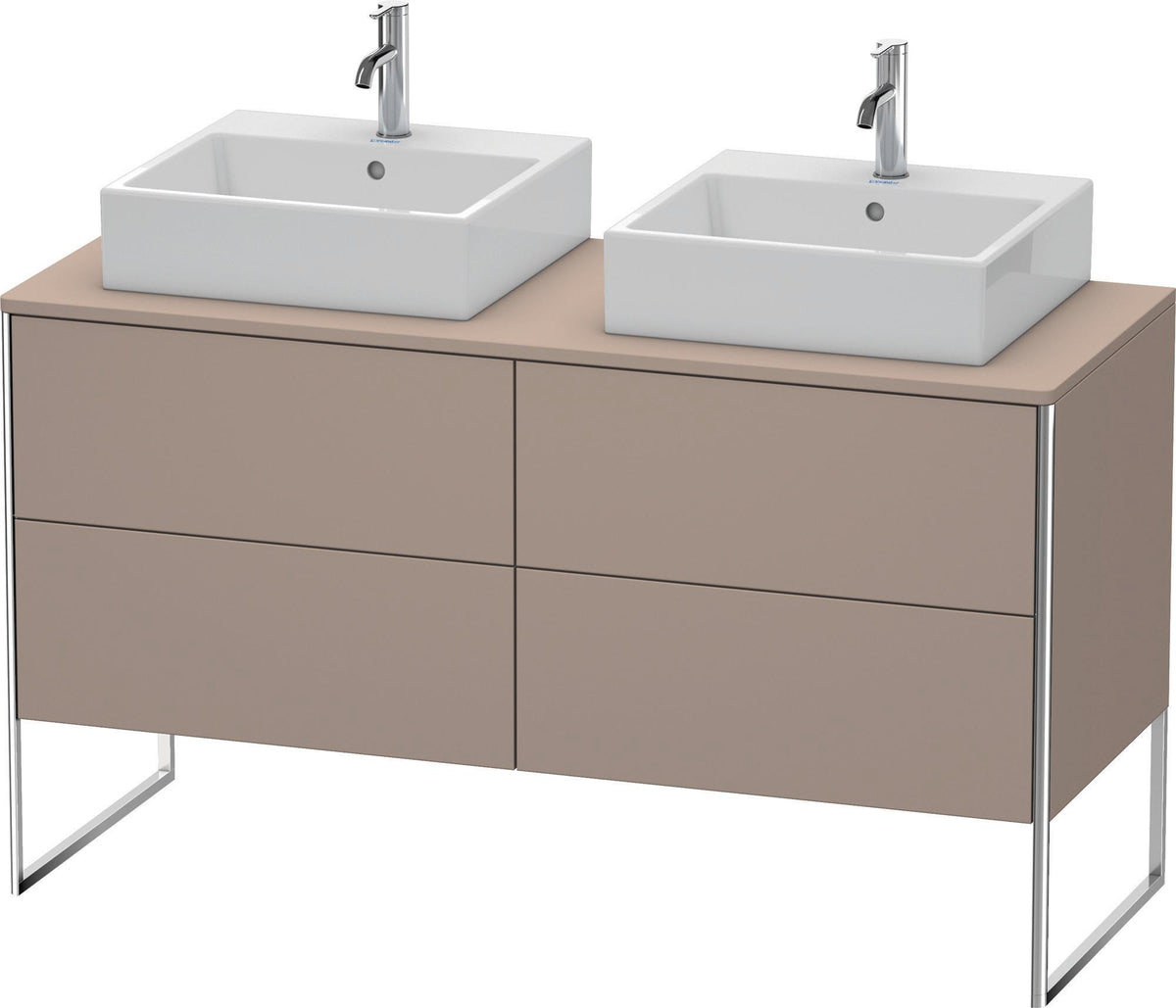 DURAVIT XSquare Waschtischunterbau 1400 mm betongrau matt mit 4 Schubkästen und Tip-On-Technik