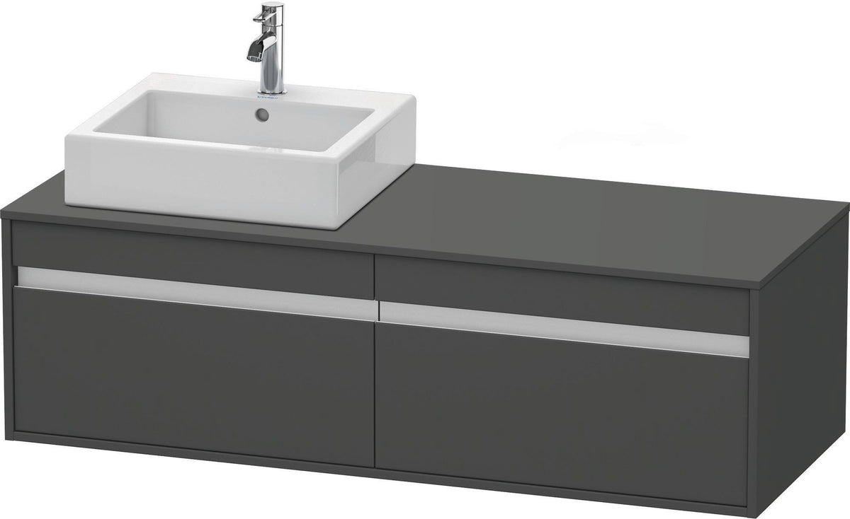 Duravit Ketho Waschtischunterbau wandhängend 1400 mm, 2 Auszüge, weiß matt, Becken links