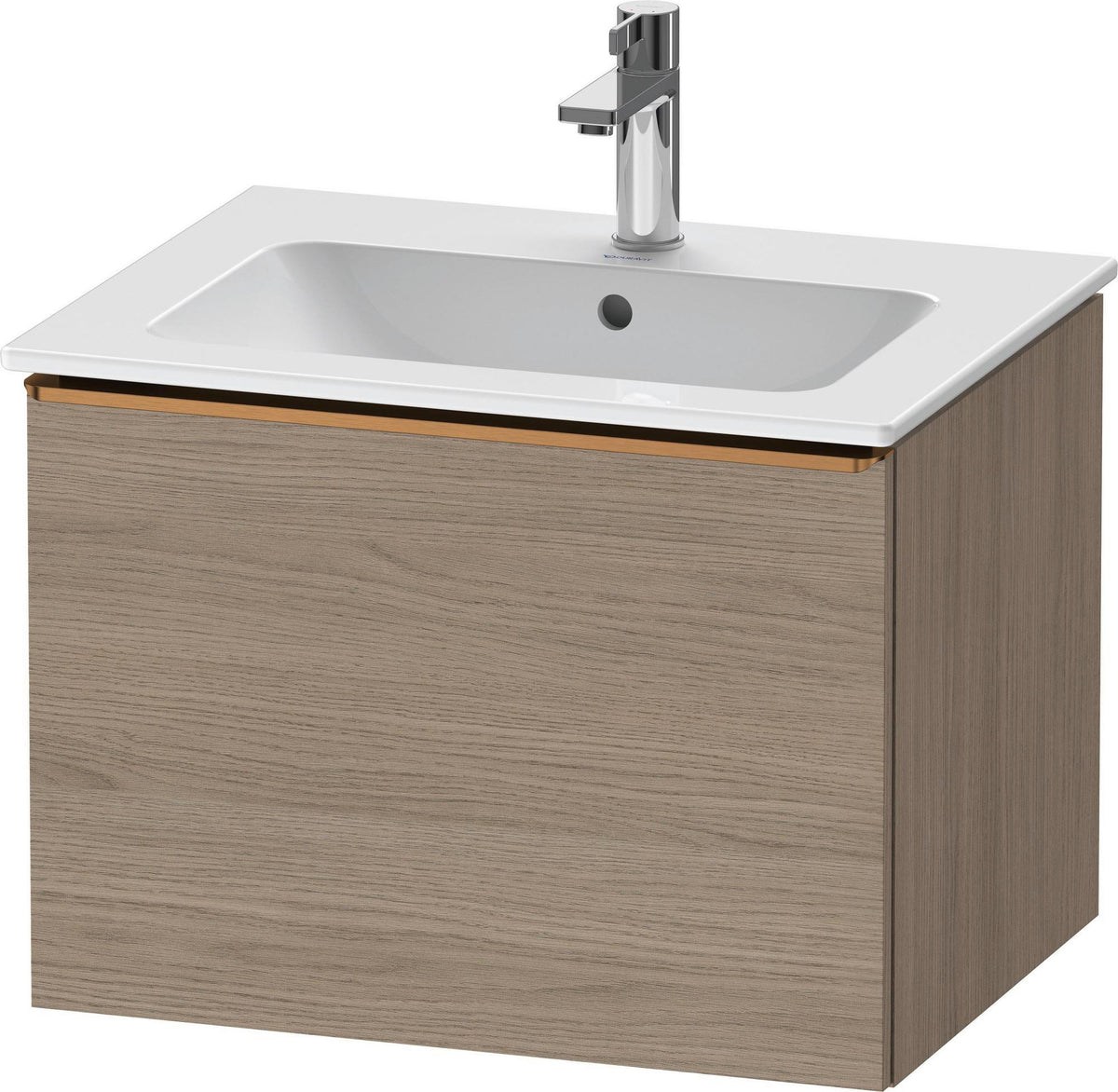 Duravit D-Neo Waschtischunterbau 610 mm Eiche Terra Matt mit 1 Auszug und Chromgriff