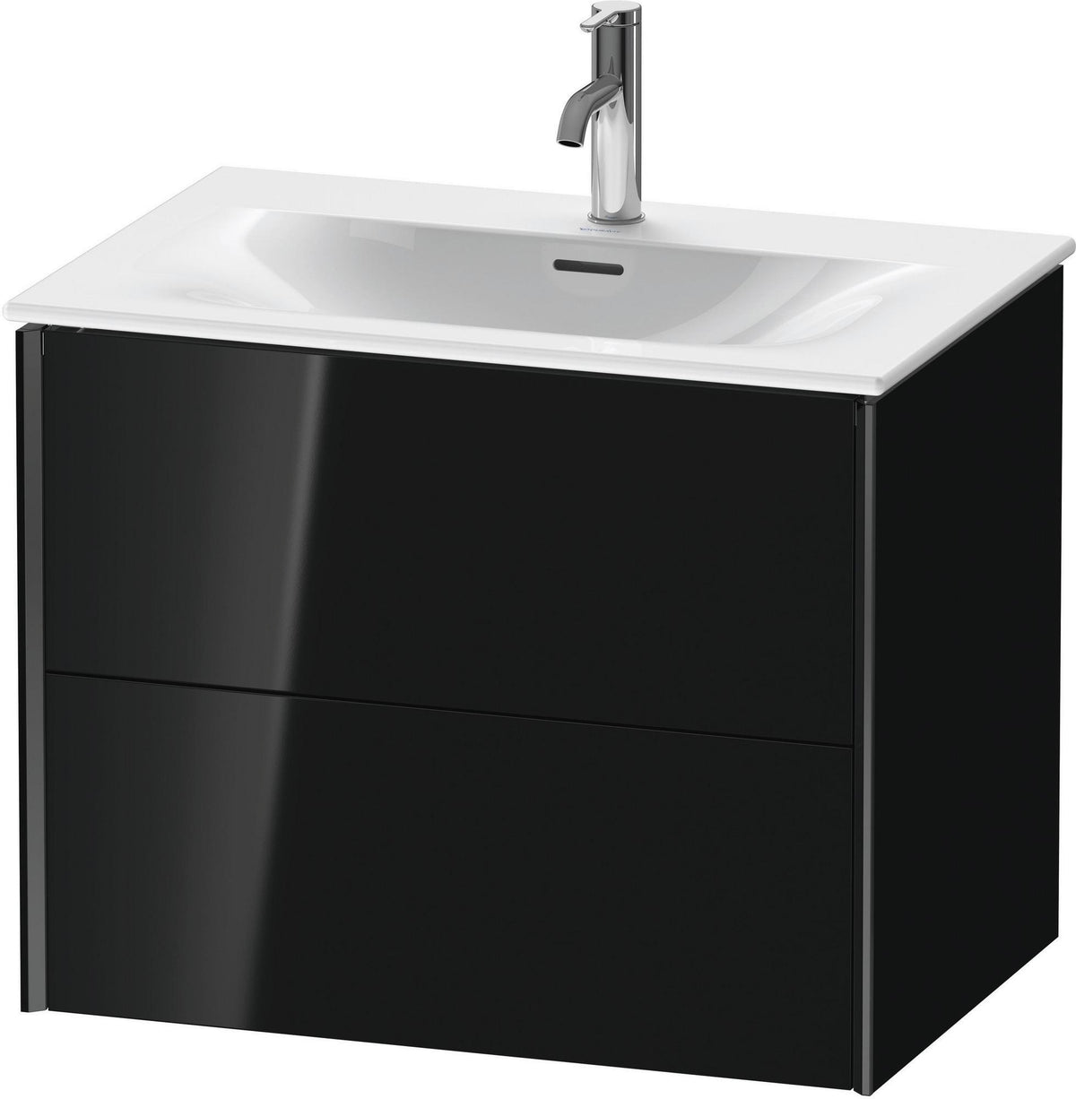 Duravit XViu Waschtischunterbau wandhängend 710 mm, 2 Schubkästen, champagner matt/schwarz hochglanz
