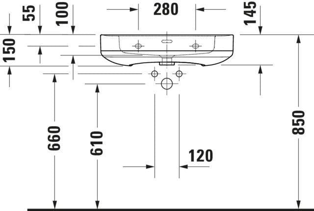 DURAVIT Waschtisch Soleil by Starck 650 mm Weiß mit Überlauf und Hahnlochbank