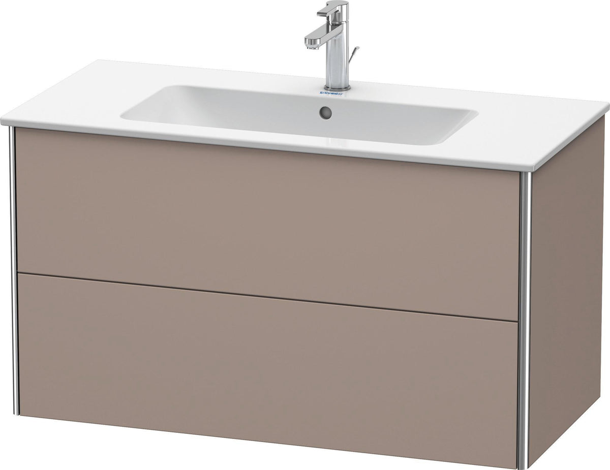 Duravit XSquare Waschtischunterbau 1010 mm, 2 Schubkästen, Basalt Matt – Wandhängend mit Tip-On
