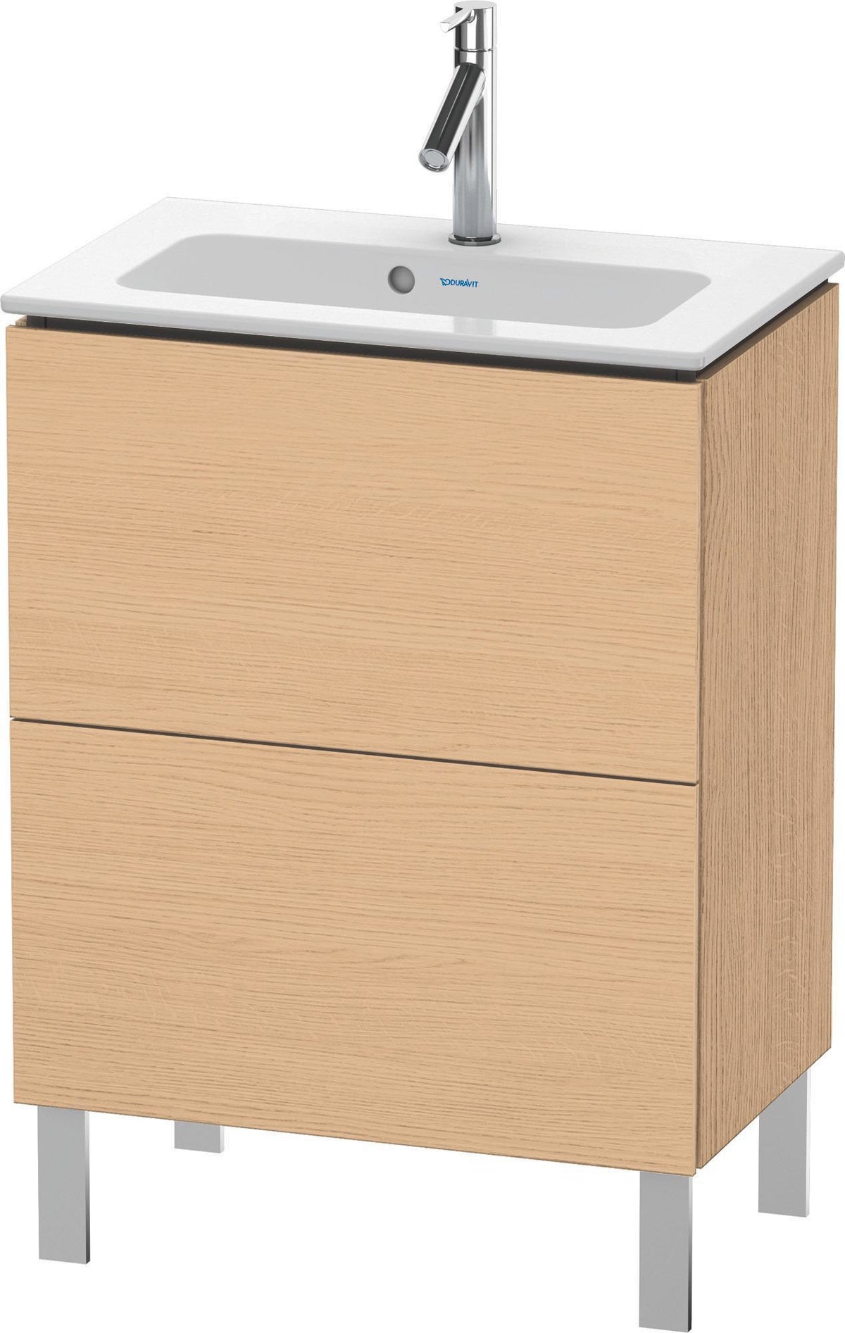 Duravit L-Cube Waschtischunterbau 620 mm, 2 Auszüge, bodenstehend, Weiß Matt – mit Tip-On