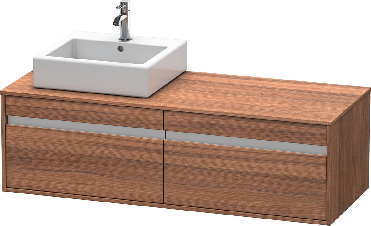 Duravit Ketho Waschtischunterbau wandhängend 1400 mm, 2 Auszüge, weiß matt, Becken links