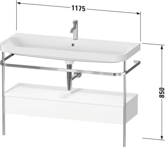 Duravit Waschtischset Happy D.2 Plus 1175x490mm Taupe Supermatt Ein Hahnloch
