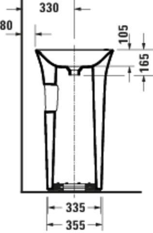 DURAVIT White Tulip Freistehender Waschtisch 500 mm ohne Überlauf mit WonderGliss