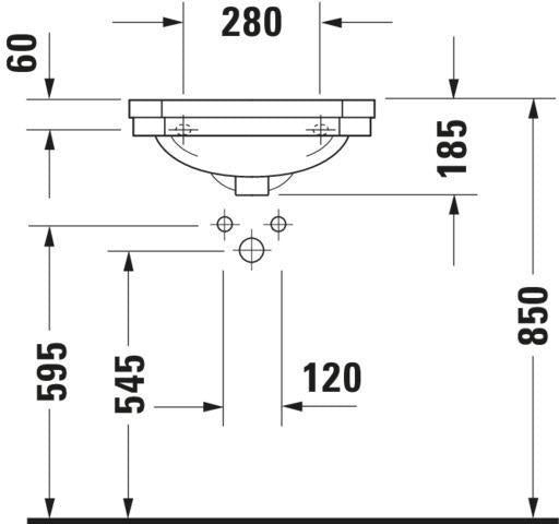 DURAVIT Handwaschbecken Serie 1930 500 mm mit Überlauf, 1 Hahnloch, weiß WonderGliss