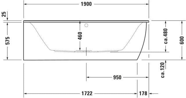 DURAVIT Badewanne Darling New 1900 x 900 mm Eck links mit 2 Rückenschrägen und Gestell