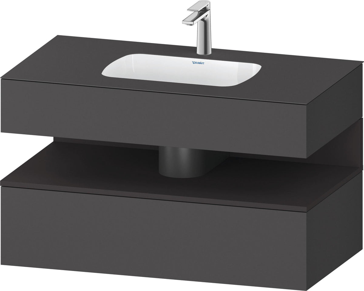 DURAVIT Qatego Einbauwaschtisch mit Konsolenwaschtischunterbau 1000 mm, 1 Auszug, antibakteriell