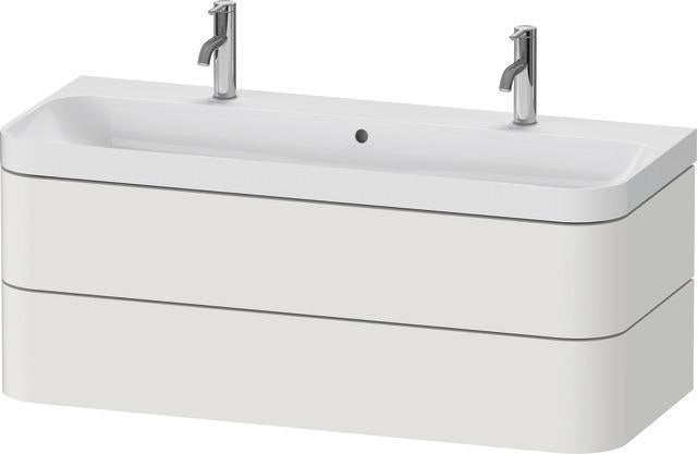 Duravit Waschtischset Happy D.2 Plus 1175 mm Taupe Supermatt mit Möbelwaschtisch und Nussbaum-Einrichtungssystem
