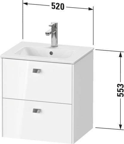 DURAVIT Brioso Waschtischunterbau 553x520x419 mm, 2 Schubkästen, Weiß Matt, Griff Chrom