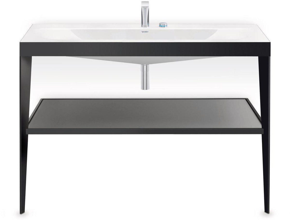 DURAVIT XViu c-bonded Waschtischset 1200 mm in Schwarz Matt mit Metallkonsole und apricot pearl Hochglanz