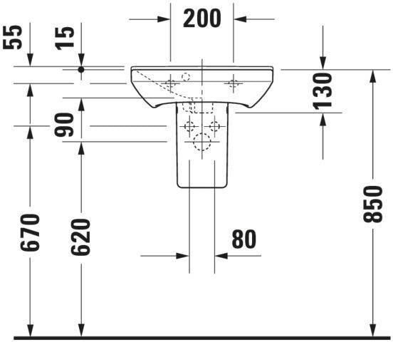 DURAVIT Handwaschbecken P3 Comforts 450 mm mit Überlauf & Hahnlochbank, weiß