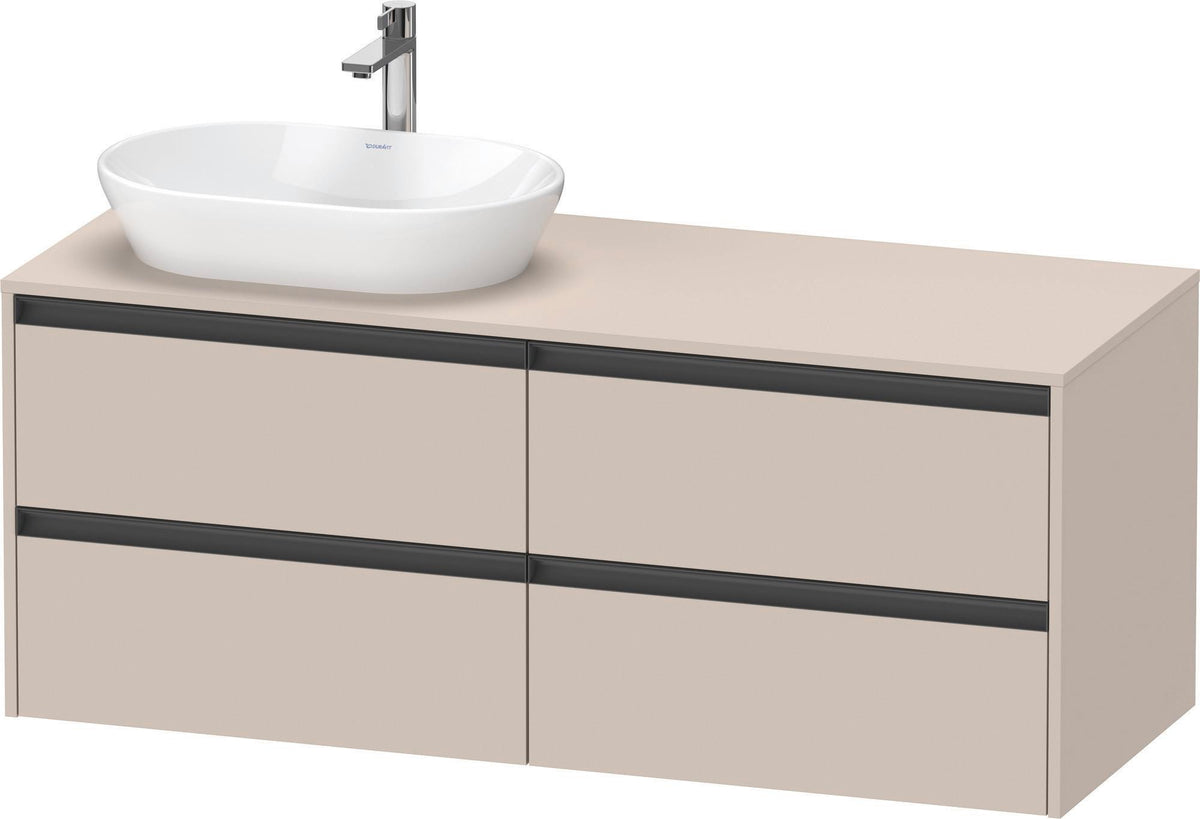 Duravit Ketho.2 Waschtischunterbau 1400 mm betongrau matt mit 4 Schubkästen