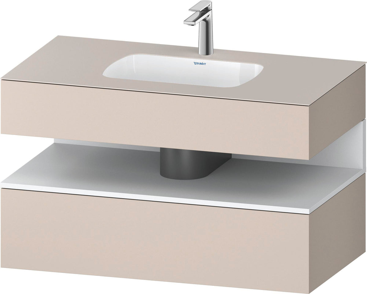 DURAVIT Qatego Einbauwaschtisch mit Konsolenwaschtischunterbau 1000 mm, 1 Auszug, antibakteriell