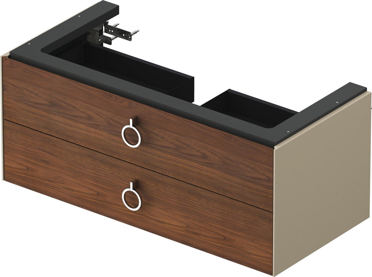 DURAVIT White Tulip Waschtischunterbau wandhängend 984 mm Nussbaum Taupe mit 2 Schubkästen