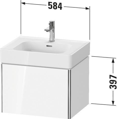 Duravit XSQUARE Waschtischunterbau 584 mm wandhängend mit Auszug – Tast-Senkrecht-Matt