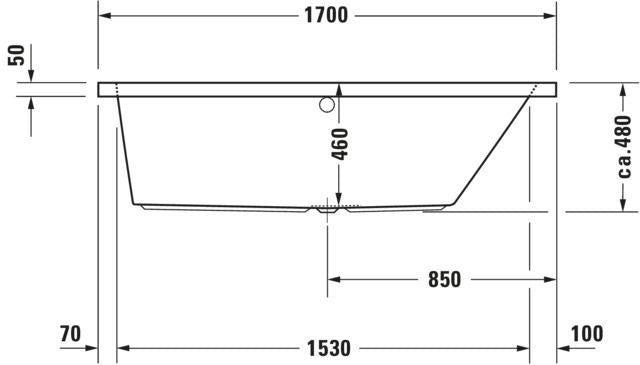 DURAVIT Vero Einbau-Badewanne 1700 x 750 mm, rechteckig, weiß, 1 Rückenschräge rechts