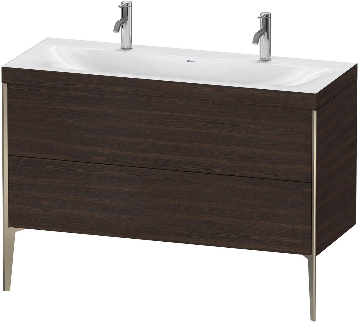 DURAVIT XViu c-bonded Waschtischunterbauset 1200 mm Nussbaum Champagner matt 2 Auszüge