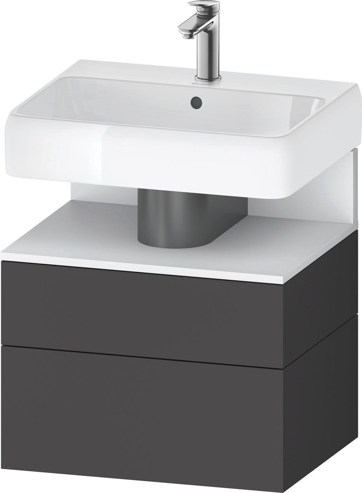 DURAVIT Qatego Waschtischunterbau 590 mm wandhängend, 1 Auszug, weiß Hochglanz, Nische Eiche Schwarz